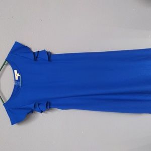 L blue racerback sleeveless tunic dress armhole ruffle accent zip Ya los angeles